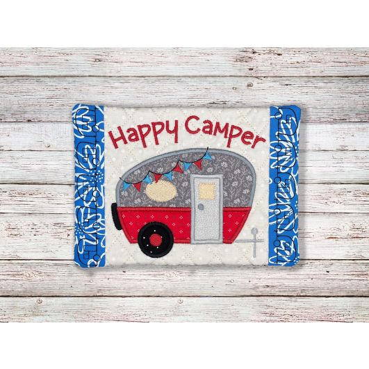 ITH Happy Camper Mug Rug | Machine Embroidery Designs by JuJu
