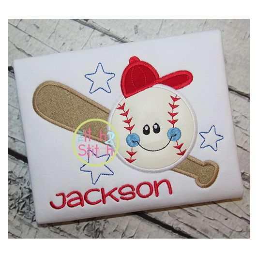 Happy Baseball Applique | Machine Embroidery Designs by JuJu
