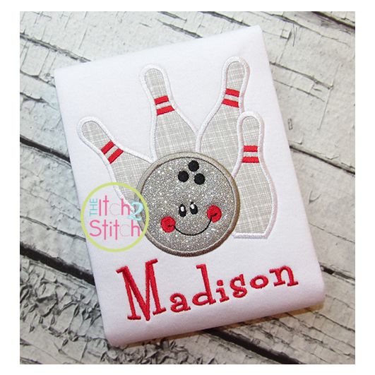 Happy Bowling Applique | Machine Embroidery Designs by JuJu