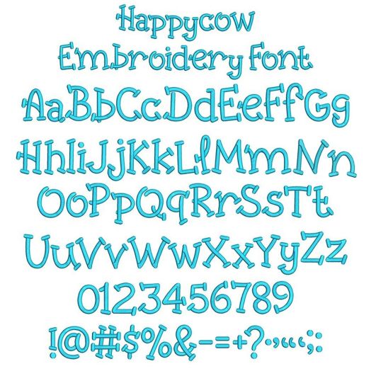 Happy Cow Embroidery Font | Machine Embroidery Designs by JuJu