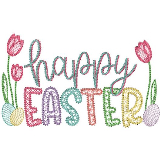 Happy Easter Motif | Machine Embroidery Designs by JuJu