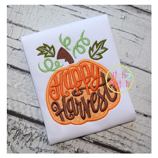 Happy Harvest Pumpkin Applique | Machine Embroidery Designs by JuJu
