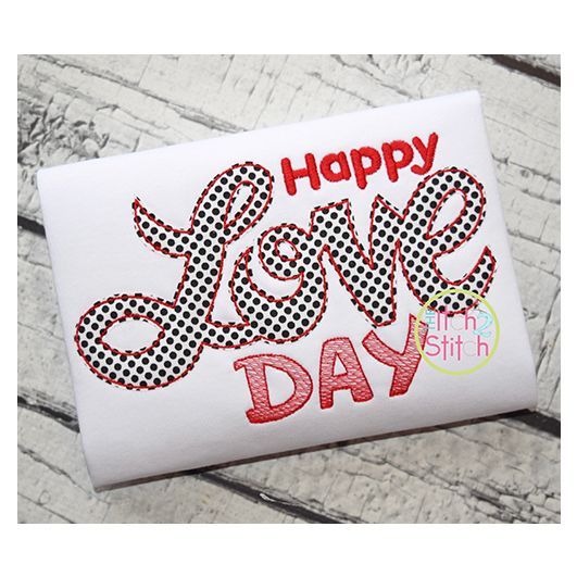 Happy Love Day Bean Applique | Machine Embroidery Designs by JuJu