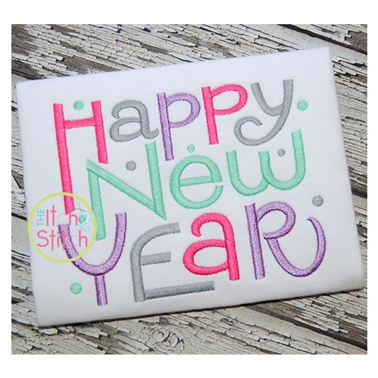 Happy New Year Embroidery | Machine Embroidery Designs by JuJu