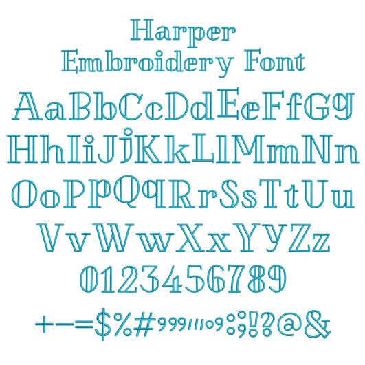 Harper Embroidery Font | Machine Embroidery Designs by JuJu