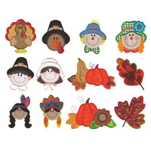 Harvest Happenings Applique Machine Embroidery Designs by JuJu 