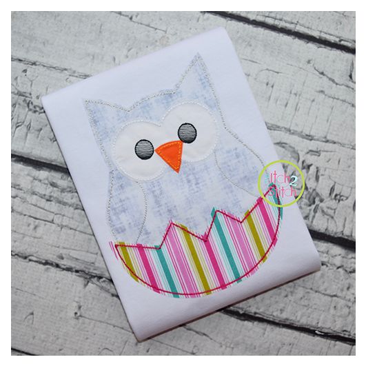 Hatching Owl Bean Stitch Applique | Machine Embroidery Designs by JuJu
