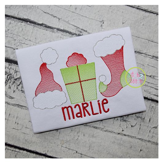 Hat Gift Sock Trio Sketch Embroidery | Machine Embroidery Designs by JuJu