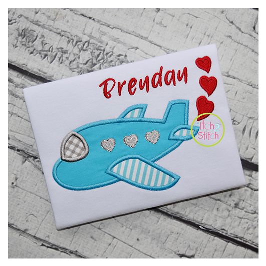 Heart Airplane Applique | Machine Embroidery Designs by JuJu