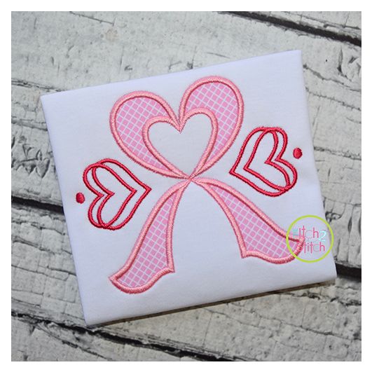 Heart Awareness Ribbon Applique | Machine Embroidery Designs by JuJu