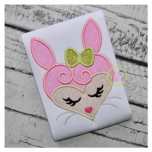 Heart Bunny Face Applique | Machine Embroidery Designs by JuJu
