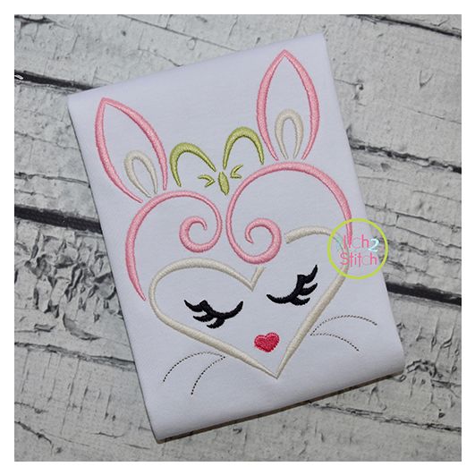 Heart Bunny Face Embroidery | Machine Embroidery Designs by JuJu