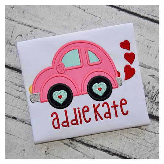 Heart Car Applique | Machine Embroidery Designs by JuJu
