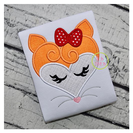 Heart Fox Face Applique | Machine Embroidery Designs by JuJu