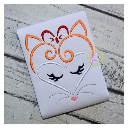 Heart Fox Face Embroidery | Machine Embroidery Designs by JuJu