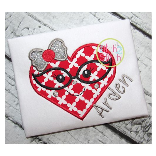 Heart Glasses Girl Applique | Machine Embroidery Designs by JuJu
