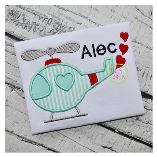 Heart Helicopter Applique | Machine Embroidery Designs by JuJu