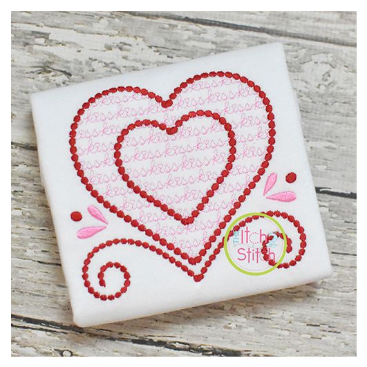 Heart Kiss Motif Embroidery Design | Machine Embroidery Designs by JuJu