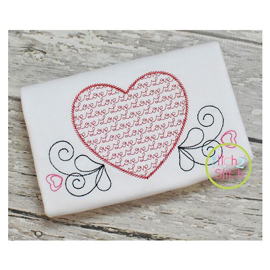 Heart Love Motif Embroidery Design | Machine Embroidery Designs by JuJu