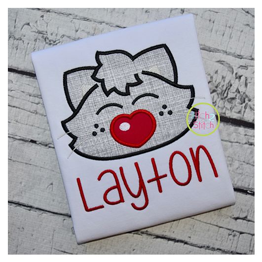 Heart Nose Kitty Boy Applique | Machine Embroidery Designs by JuJu