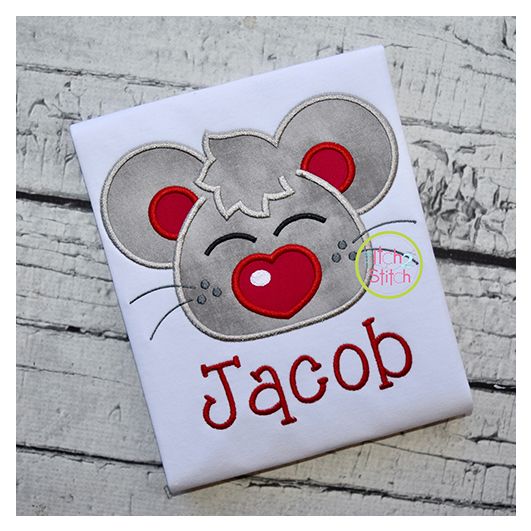 Heart Nose Mouse Boy Applique | Machine Embroidery Designs by JuJu