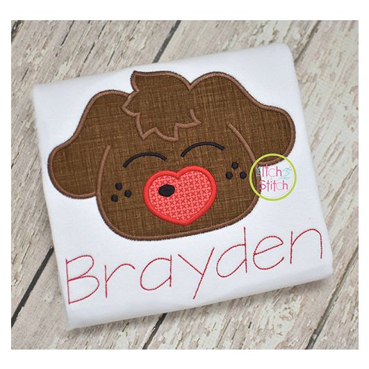 Heart Nose Puppy Boy Applique | Machine Embroidery Designs by JuJu