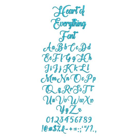 Heart of Everything Embroidery Font Machine Embroidery Designs by JuJu