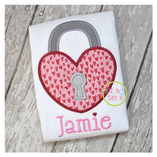 Heart Padlock Applique | Machine Embroidery Designs by JuJu