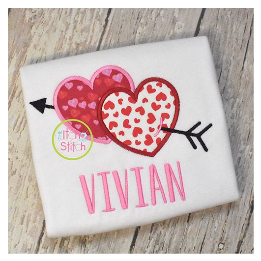 Heart Pair Arrow Applique | Machine Embroidery Designs by JuJu