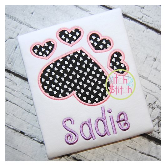 Heart Paw Applique | Machine Embroidery Designs by JuJu