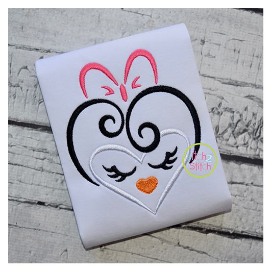 Heart Penguin Face Embroidery | Machine Embroidery Designs by JuJu