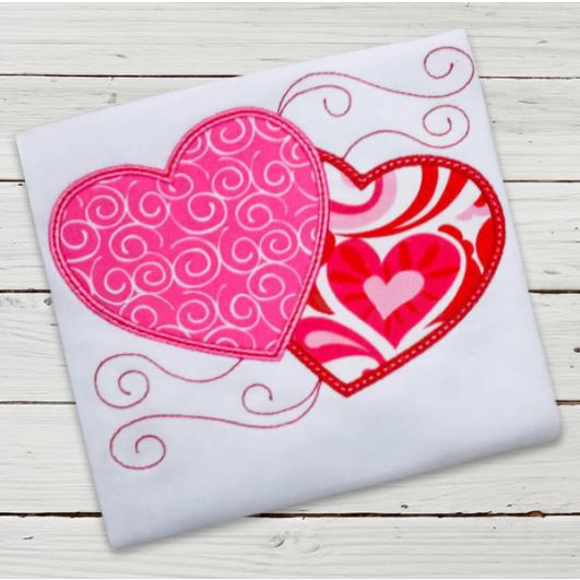 Double Hearts Applique | Machine Embroidery Designs by JuJu