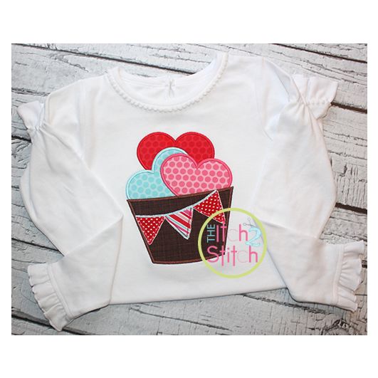 Hearts Barrel Pennant Applique | Machine Embroidery Designs by JuJu