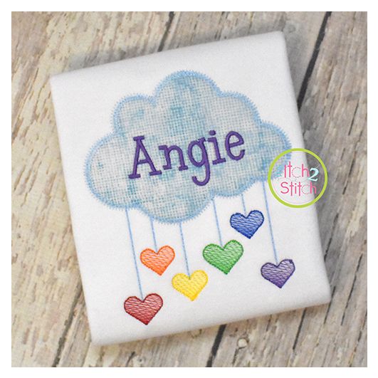 Heart Showers ZigZag and Bean Stitch Applique | Machine Embroidery Designs by JuJu