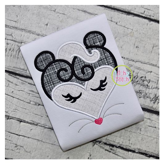 Heart Skunk Face Applique | Machine Embroidery Designs by JuJu
