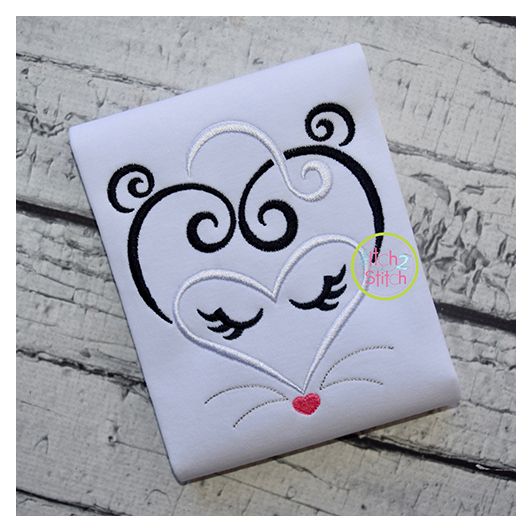 Heart Skunk Face Embroidery | Machine Embroidery Designs by JuJu