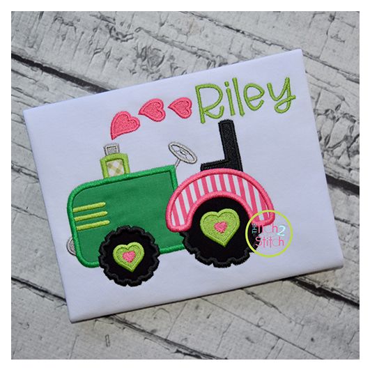 Heart Tractor Applique | Machine Embroidery Designs by JuJu