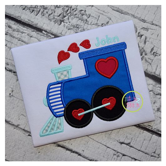 Heart Train Applique | Machine Embroidery Designs by JuJu