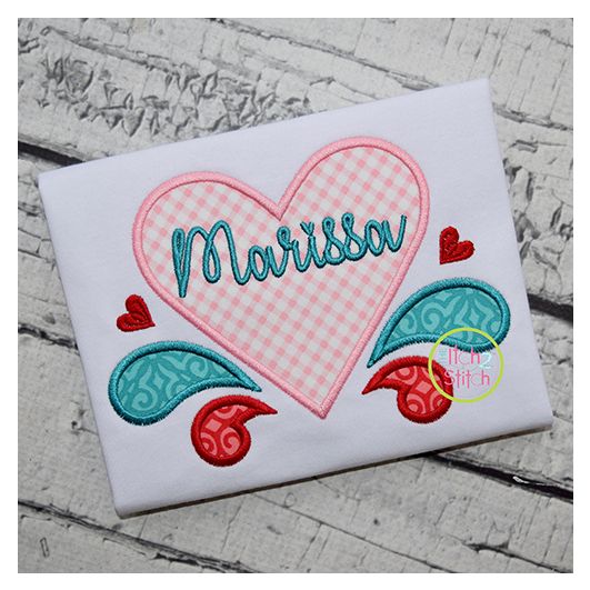 Heart With Flourishes Applique | Machine Embroidery Designs by JuJu