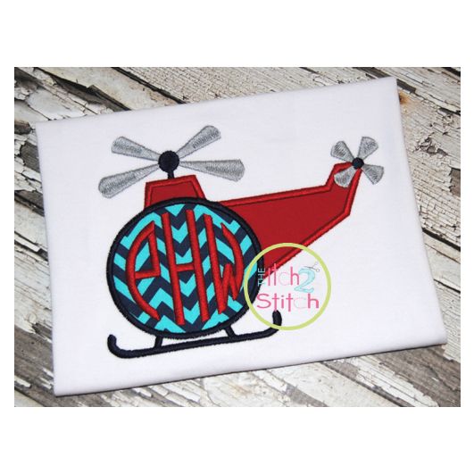 Helicopter Applique | Machine Embroidery Designs by JuJu