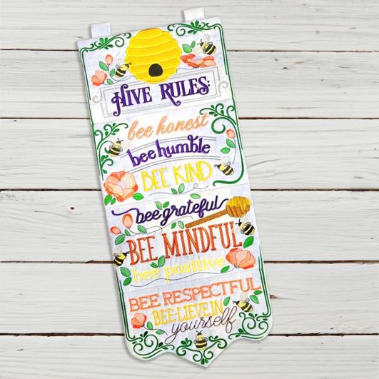 ITH Hive Rules Wall Hanging | Machine Embroidery Designs by JuJu