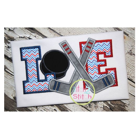 Hockey Love Applique | Machine Embroidery Designs by JuJu