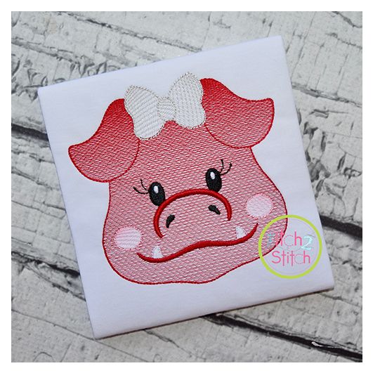 Hog Face Girl Sketch Embroidery | Machine Embroidery Designs by JuJu