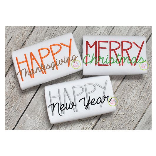 Holiday Text Embroidery Design Set 1