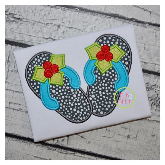 Holly Flip Flops Applique | Machine Embroidery Designs by JuJu