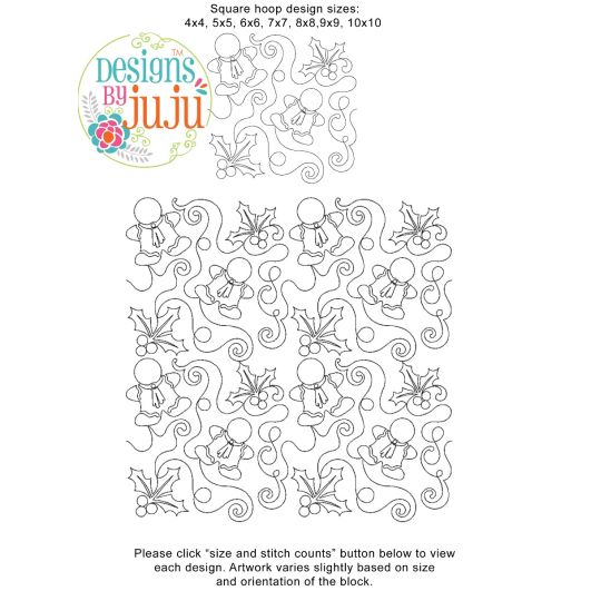 Holly Gingerbread End-to-End Quilting | Machine Embroidery Designs by JuJu