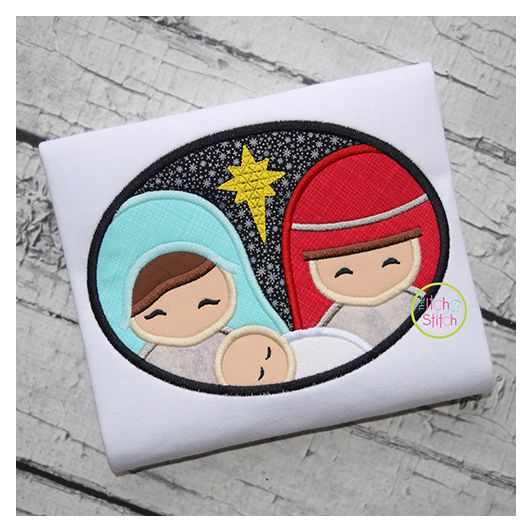 Holy Family Oval Applique | Machine Embroidery Designs by JuJu
