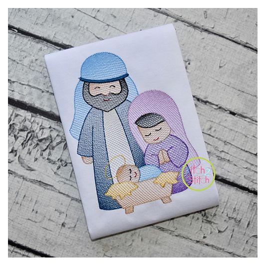 Holy Family Sketch Embroidery | Machine Embroidery Designs by JuJu