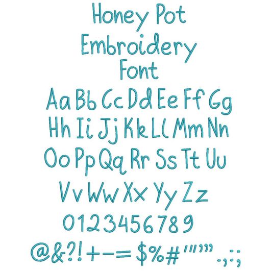 Honey Pot Embroidery Font | Machine Embroidery Designs by JuJu