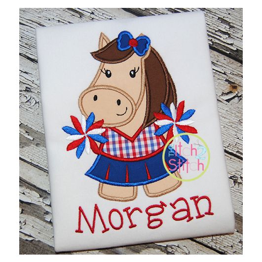 Horse Cheer Applique | Machine Embroidery Designs by JuJu